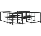 vidaXL Mesa de centro madera de ingeniería 121x121x40 cm Negro, Roble Sonoma, Roble ahumado Mesita de Salón o Comedor o Auxiliar Mesa de Café Meuble Salón