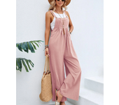 Womens jumpsuit pants popular Amazon European and American womens clothing wide leg pants, solid color casual suspender pant