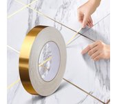 Cinta autoadhesiva para azulejos (1x2 cm x 50 m), Dorada, cinturón decorative ashesive, resistant to Agua, para juntas de Piso, Paredes y techos
