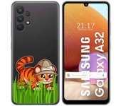 Tumundosmartphone Funda Gel Transparente para Samsung Galaxy A32 4G diseño Tigre Dibujos
