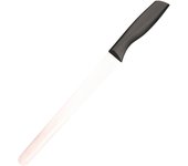 Tradineur - Cuchillo jamonero de acero inoxidable, hoja de 25 cm y mango ergonómico de plástico, cuchillo para cortado de jamón, corte preciso, profesional - 38,5 cm