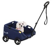 PawHut Carrito para Perros 2 en 1 Cochecito para Perros Pequeños Plegable Cochecito para Mascotas con Vagón Desmontable 4 Puertas con Cremallera 2 Correas de Seguridad y Cojín Gris