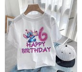 Stitch T-shirt 2025 Children Birthday Number 123456789 10 11 12 13 14 Kids Tee Top Summer Casual Clothes Boutique Boy Girl Gifts