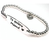 Pulsera Elástica Bolas De Plata te Quiero Mamá