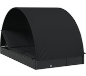 vidaXL Tumbona 2 personas toldo redondo ratán PE 211x112x140 cm Marrón, Negro y blanco, Gris Sillas de Exterior Ideal para jardín, playa, piscina, terraza Tumbona Piscina Tumbonas Playa Tumbonas Jardín Exterior