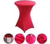 High End Hotel Wedding Decoration Solid Color Cocktail Four Corner Bar Set Elastic Table Set Circular Tablecloth