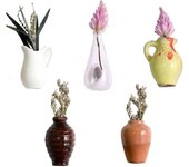 Mini jarrones magnéticos para nevera - 8 mini jarrones de cerámica con forma de planta, bonitos jarrones magnéticos 3D con capullos, pequeños imanes para nevera para decoración del hogar/aniversario (sin flores)