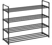 SONGMICS Zapatero de 4 Niveles, EstanterÍa de Zapatos, EstanterÍa de Metal, para 16 a 20 Pares de Zapatos, Estante Apilable, para Pasillo, SalÓn, Dormitorio, 30 x 92 x 74 cm, Negro