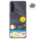 Tumundosmartphone Funda Gel Transparente para Oppo A91 diseño Playa Dibujos
