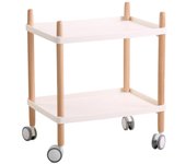 Mesa auxiliar IKER, ruedas, madera, polipropileno blanco