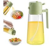 Dispensador y pulverizador de aceite de oliva 2 en 1, botella de aceite con boquilla antigoteo, 470 ml/15,8 oz