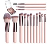 Juego de brochas de maquillaje de viaje con espejo de luz LED, correctores, sombras de ojos, juego de maquillaje, espejo de maquillaje plegable, mini espejos, juego de brochas de maquillaje, kit de brochas para viajes y oficina, blanco