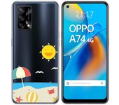 Tumundosmartphone Funda Gel Transparente para Oppo A74 4G diseño Playa Dibujos