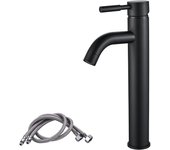 Grifo de lavabo Alto Negro, monomando para encimera de baño, Grifo