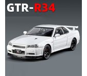 1/24 Scale Nissan Skyline GTRR34 Models Cars Alloy Diecast Toys Rubber Tires Vehicle 4 Doors Opened Toy Car for Kids Best Gifts