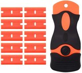 Raspador de ventana, raspador de vitrocerámica con 10 cuchillas de plástico, raspador de plástico para limpieza-