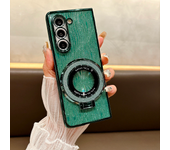 Electroplate Ring Holder Phone Case for Samsung Galaxy Z Fold 6 5 4 3 Fold6 Fold5 Fold4 Fold3 5G Magnetic Shockproof  Cover