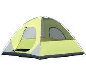 Outsunny Tienda de Campaña Familiar 3 Personas Tienda de Camping UPF 30+ Impermeable hasta 1500 mm con Doble Capa Bolsillos y Bolsa de Transporte 300x300x185 cm Gris y Amarillo