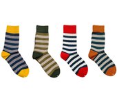 4 pairs of men's socks trend net red striped mid-tube casual vintage socks