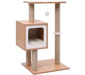 vidaXL Rascador para Gatos con Alfombra Rascadora de Sisal 82 cm Casita Poste Color Negro,  Blanco, y mas