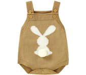 Spring Baby Bodysuits Clothes Cute Rabbit Knitted Newborn Boys Girls Strap Onesie Coveralls 0-18m Infant Easter Clothes Outfits