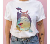 Summer men and women short-sleeved Studio Ghibli Totoro T-shirt Harajuku Kawaii Totoro Ghibli comfortable casual T-shirt