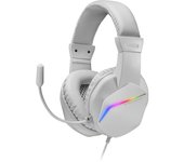Mars Gaming - MH122 Blanco, Cascos Gaming FRGB Over Ear con Micrófono, Sonido HiFi, Cancelación de Sonido, Ultraligeros, PS4 PS5 MH122W