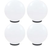 vidaXL Lámparas de Bola LED Esféricas PMMA (4 unidades) Iluminación Jardín Terraza Dimensiones 20 cm,  25 cm,  30 cm y mas