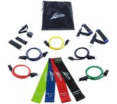 Wonduu Pack 5 Bandas Elásticas + 2 Agarradores + 2 Anclajes + 4 Bandas Elásticas + 1 Enganche para la Puerta 5 Niveles Resistencia. Bandas Elásticas Fitness Musculación Yoga Pilates