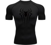 Spider Print Compression Shirts for Men Summer Short Sleeve Rash Guard Gym Workout Tshirt Athletic Quick Dry Undershirts Tops