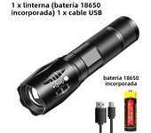 Powerful LED Flashlight Aluminum Alloy Portable Torch USB ReChargeable Outdoor Camping Tactical Flash Light