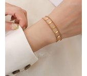 Fashion simple de Maple inoxidable de Doble capa de Diamantes detalle de la Cadena geométrica Prismático pulsera para las mujeres Decoración Diaria Fiesta de Regalo