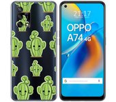 Tumundosmartphone Funda Gel Transparente para Oppo A74 4G diseño Cactus Dibujos