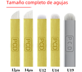 0.25mm 50Pcs 12/14/19 Pins Permanent Makeup Needles Eyebrow PCD Tattoo Blade Microblading Needle For 3D Embroidery Manual Pen