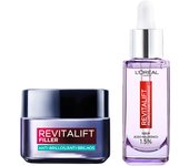 L'Oréal Paris Revitalift Filler Serum Anti-arrugas con Ácido Hialurónico 30 ml + Revitalift Filler Gel-Crema con Ácido Hialurónico y Ácido Salicílico 50ml