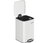 SONGMICS Cubo de Basura, Cubo de Basura de 20/30 L, Cubo de Basura de Cocina de Acero Inoxidable, con Cubo Interior, Cierre Suave y Permanece Abierto, Beige Arena/Negro Tinta/Plata Metálico/Azul Medianoche/Blanco Nube