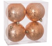 Gerimport Set 4 Bolas Navidad Cobre 8 Cm Diámetro - Adornos Navideños de Calidad