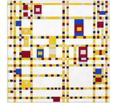 Panel decorativo abstracto, listo para colgar. Piet Mondrian - Broadway Boogie Woogie-Cm 50x50