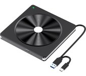 Lector CD/DVD Externo, Grabadora DVD Externa con USB 3.0 y Type-C,Disquetera Externa USB CD/DVD-RW Drive,Lector DVD Externo