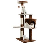 Nobleza - Rascador para gatos, Altura 118.5 cm, Árbol Estable para Gatos, 3 Plataformas, 1 Cueva, 1 Pompón, 1 Peluche