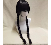 Morticia Wendesday Wigs Addams Family Cosplay Wig Black Long Straight Hair Heat Resistant Synthetic Halloween Party Woman Wigs