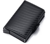 Antitheft Men id Bank Credit Card Holder Double Rfid Blocking Wallet Leather Security Aluminum Box Metal Purse Cardholder Case