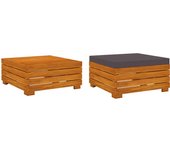 vidaXL Mesa de jardin y reposapiés con cojin y de madera maciza acacia