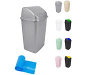 JARDIN202 - Cubo de Basura con Tapadera Basculante - 30/50 Litros - Ideal para Hogar y Oficina