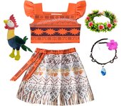 New Summer Movie Moana 2 Girl Dress Halloween Party Costume Princess Fancy Clothes Children Vaiana Outfit Dress