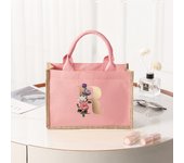 26 letter pattern, pink  canvas women's handbag, large capacity portable casual beach bag, indoor waterproof