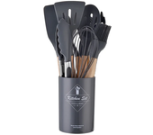 12Pcs Silicone Cooking Utensils Set Wooden Handle Kitchen Cooking Tool Non-stick Cookware Spatula Shovel Egg Kitchenware Beaters