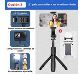 2024 L21 Selfie Stick Tripod Stand for Cell Phone Holder Pole with 5-section Extension Rod Monopod for Gopro Action Camera Vlog