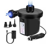 Bomba de aire eléctrica para colchón inflable, bomba eléctrica inflable y desinflada 2 en 1 con 3 boquillas de aire diferentes para colchón inflable, cama de agua, cojines, piscinas, barcos, arrugas, Bou
