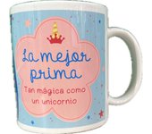 Solo Recuerdos SL Taza Mug con nombre personalizado Hecho en España diseño unicornio en caja cartón, apto para microondas y lavavajillas, personalizable en castellano, catalán-castellano, euskera-castellano y gallego-castellano.